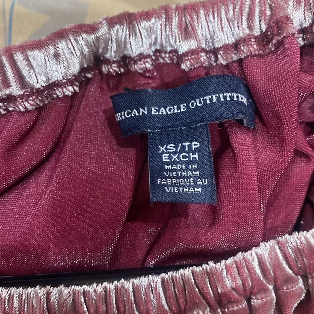 American Eagle Maroon Velour Top - Picture 3 of 3